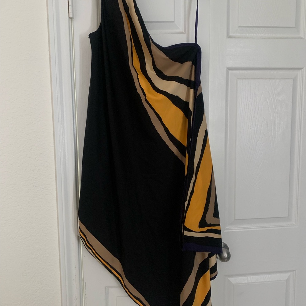 RACHEL Rachel Roy Black and Yellow Striped Dress